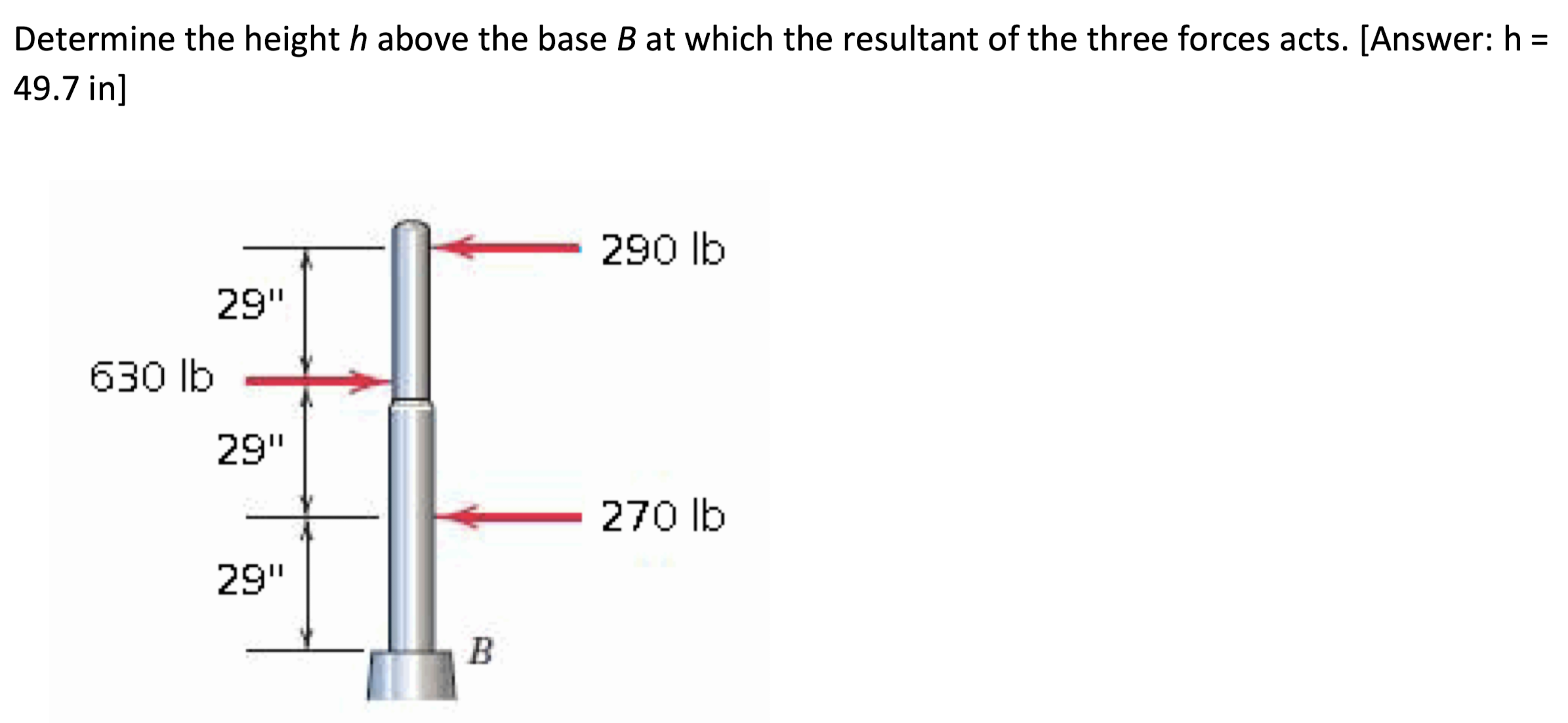 Solved Determine The Height H Above The Base B At Which The | Chegg.com