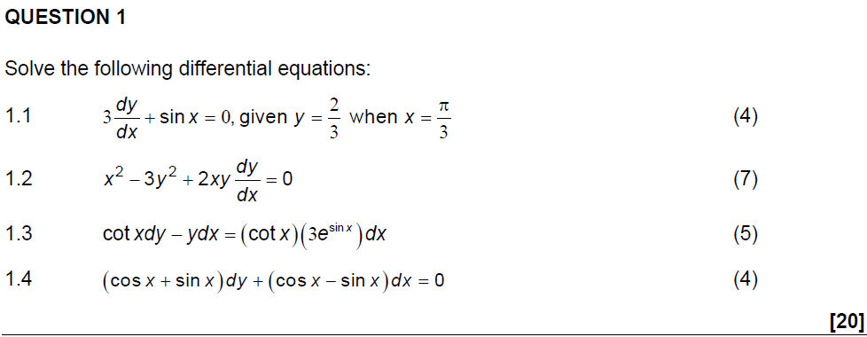 Solved QUESTION 1 Solve the following differential | Chegg.com