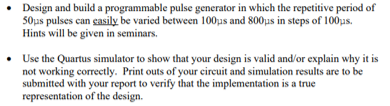 Design and build a programmable pulse generator in | Chegg.com