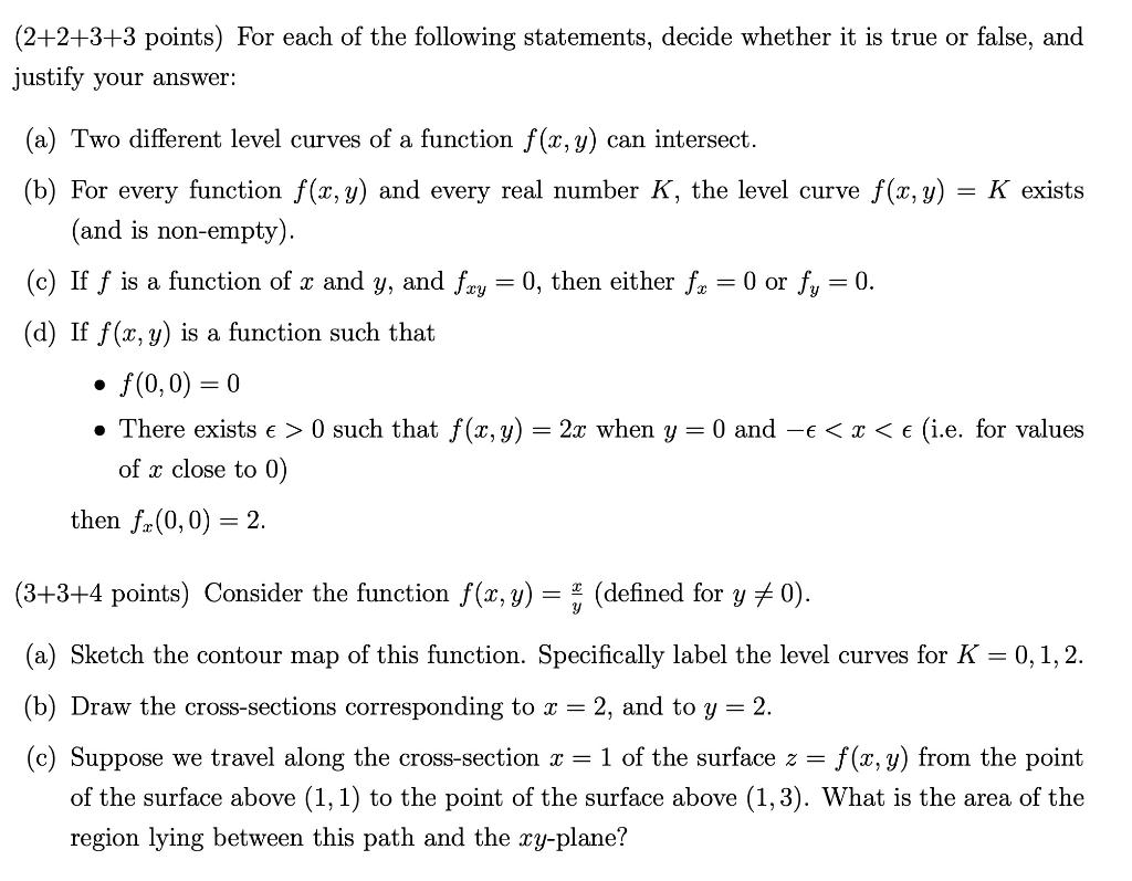 Solved (2+2+3+3 points) For each of the following | Chegg.com