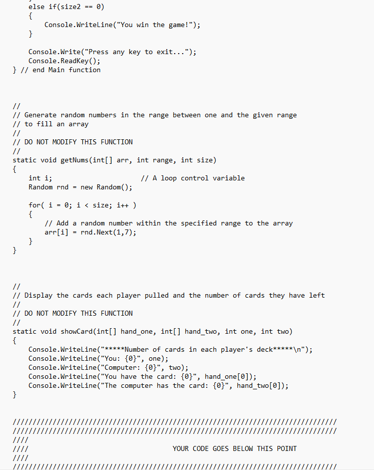 Solved For your program you will complete code that plays | Chegg.com
