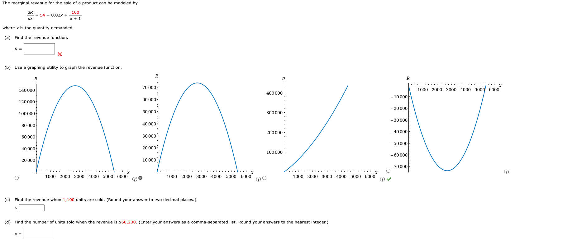 Solved The marginal revenue for the sale of a product can be | Chegg.com