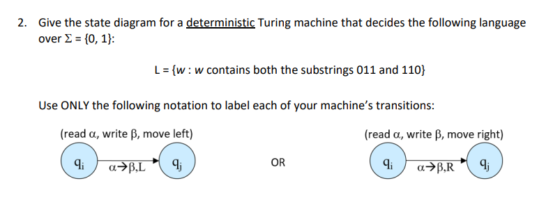 Solved 2. Give the state diagram for a deterministic Turing | Chegg.com