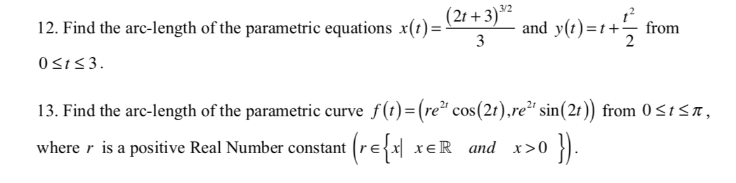 Solved 12. Find The Arc-length Of The Parametric Equations 