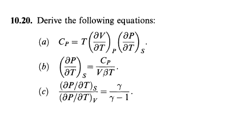 Solved 10.20. Derive the following equations: (a) | Chegg.com