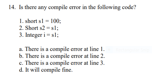 Solved 14. Is there any compile error in the following code? | Chegg.com