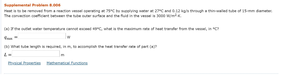 Solved Supplemental Problem 8.006 Heat is to be removed from | Chegg.com