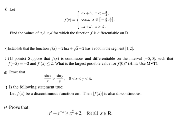 Solved A Let Ax B X Cos X Xe F X Cx D X 5 Chegg Com