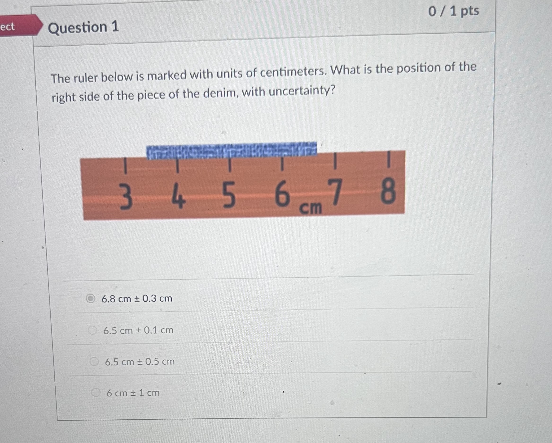 Solved Question 1The ruler below is ﻿marked with units of | Chegg.com
