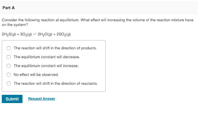 Solved Part A Consider The Following Reaction At Chegg Solved Part A Consider The Following Reaction At Chegg