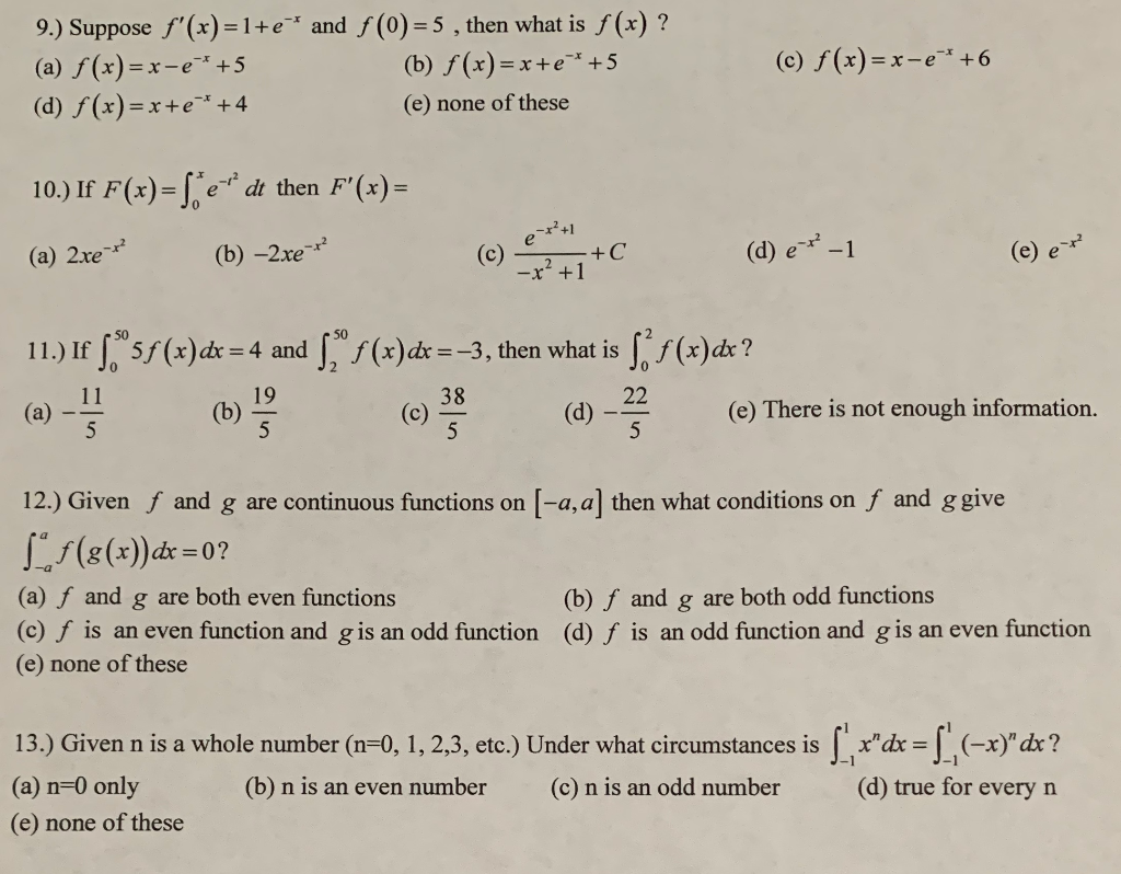 Solved 9 Suppose F X 1 E And F 0 5 Then What Is Chegg Com