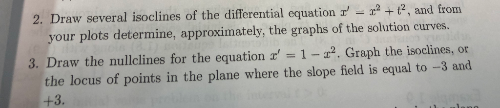 Solved 2. Draw several isoclines of the differential | Chegg.com