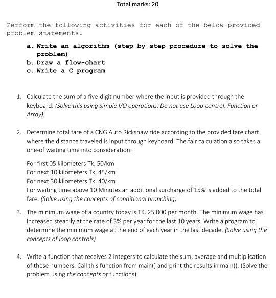 Solved Perform the following activities for each of the | Chegg.com