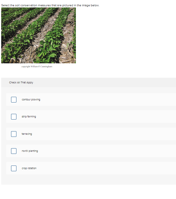 Solved Select The Soil Conservation Messures Thet Are Chegg