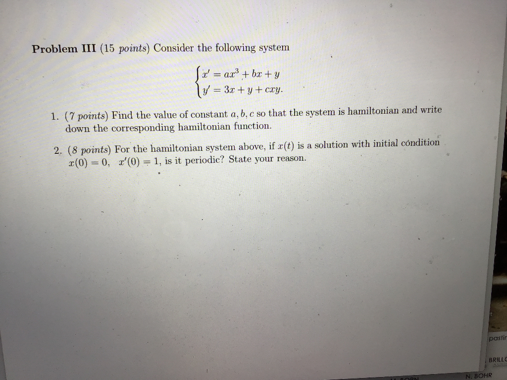 Solved Problem III (15 points) Consider the following system | Chegg.com