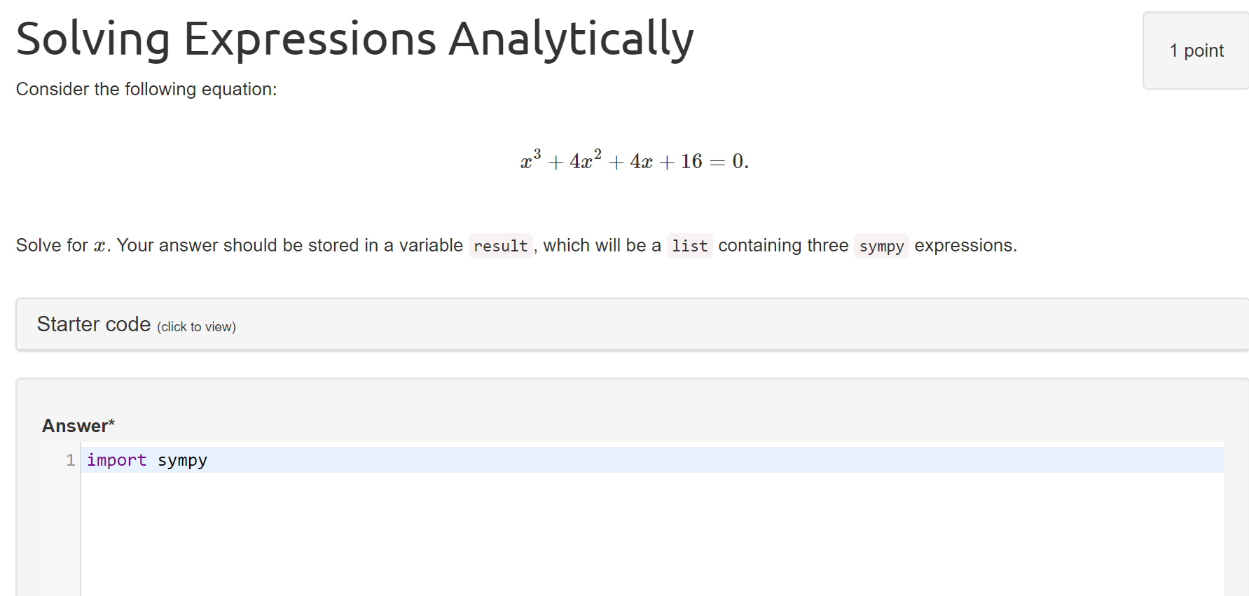 Solved Solving Expressions Analytically 1 point Consider the | Chegg.com