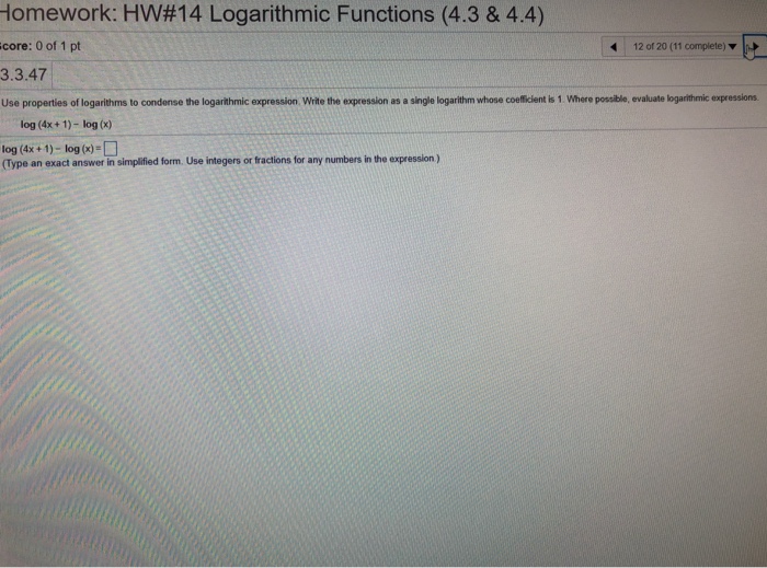Solved Homework: HW#14 Logarithmic Functions (4.3 & 4.4) | Chegg.com