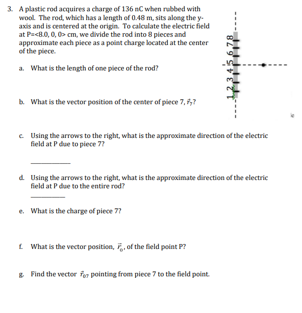 Solved 3. A plastic rod acquires a charge of 136nC when