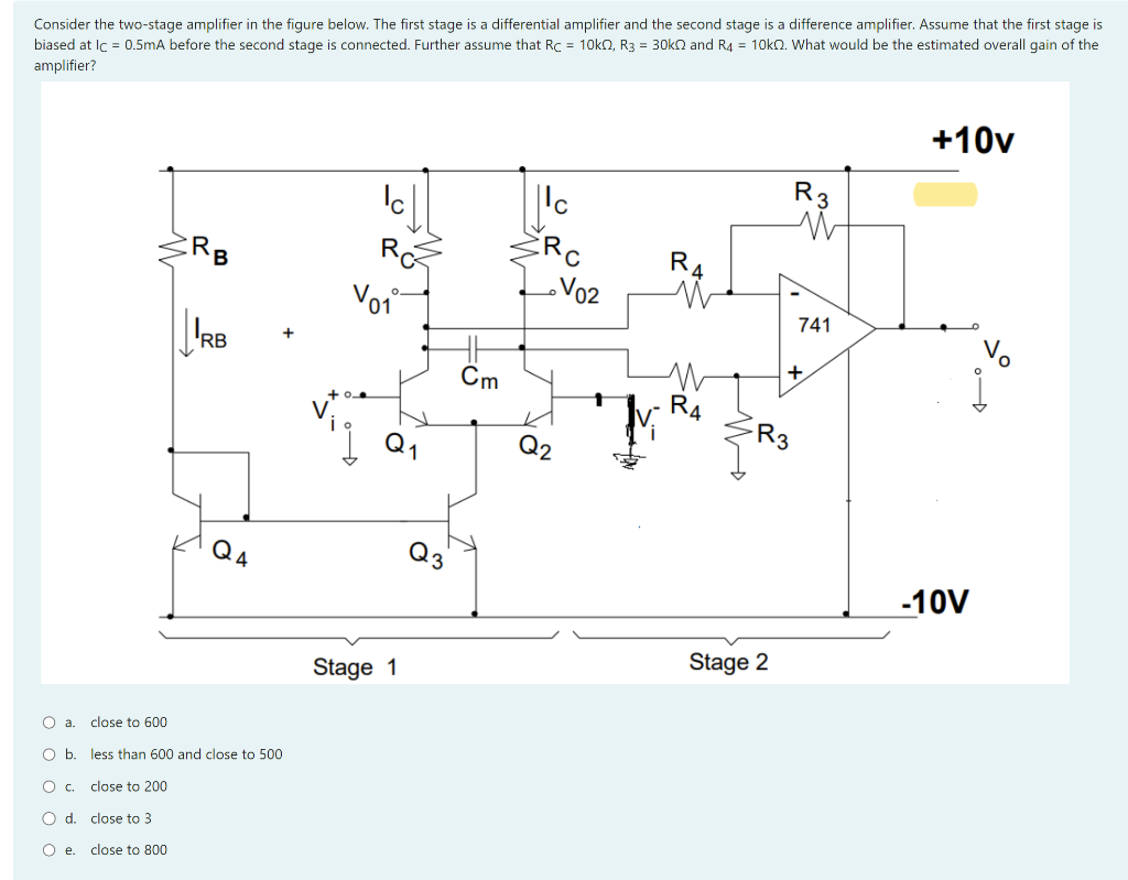 Solved Consider the two-stage amplifier in the figure below. | Chegg.com