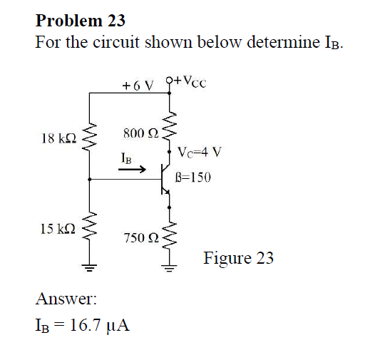 Solved Problem 23 For the circuit shown below determine IB. | Chegg.com