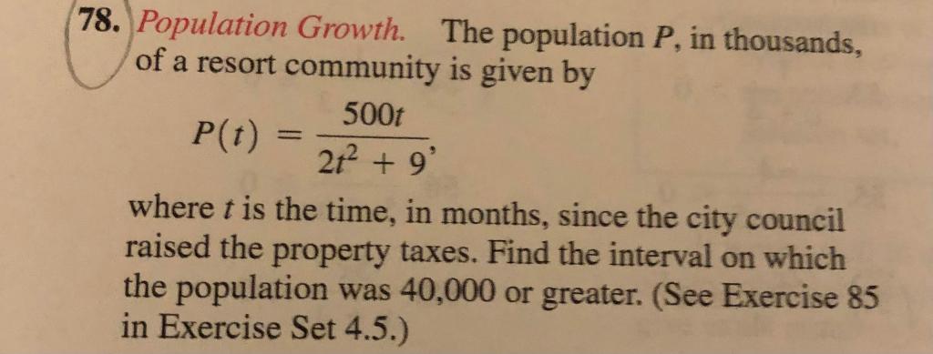 Solved 78. Population Growth. The Population P, In | Chegg.com