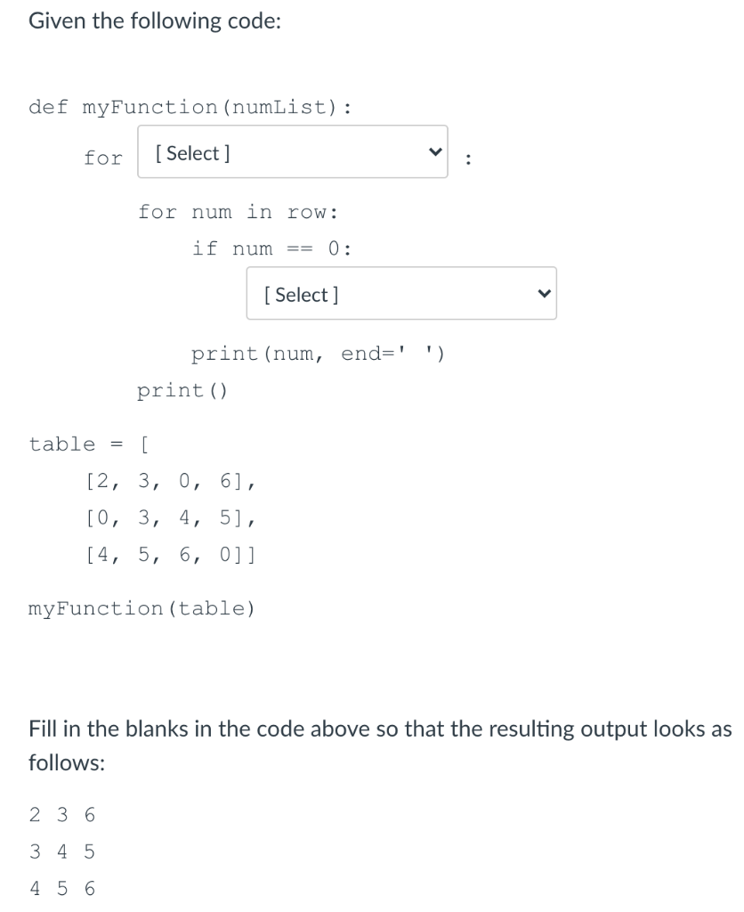 Solved Given The Following Code: Def MyFunction (numList): | Chegg.com