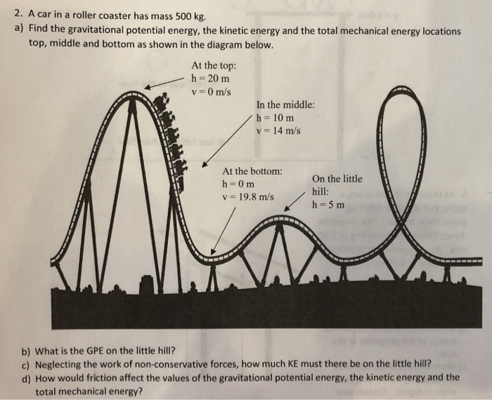 Solved 2. A car in a roller coaster has mass 500 kg. a Find