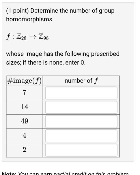 Solved (1 Point) Determine The Number Of Group Homomorphisms | Chegg.com