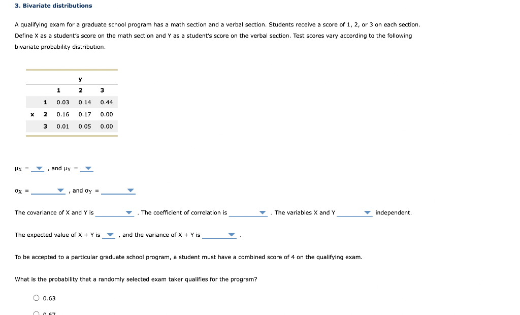 Solved 3. Bivariate Distributions A Qualifying Exam For A | Chegg.com