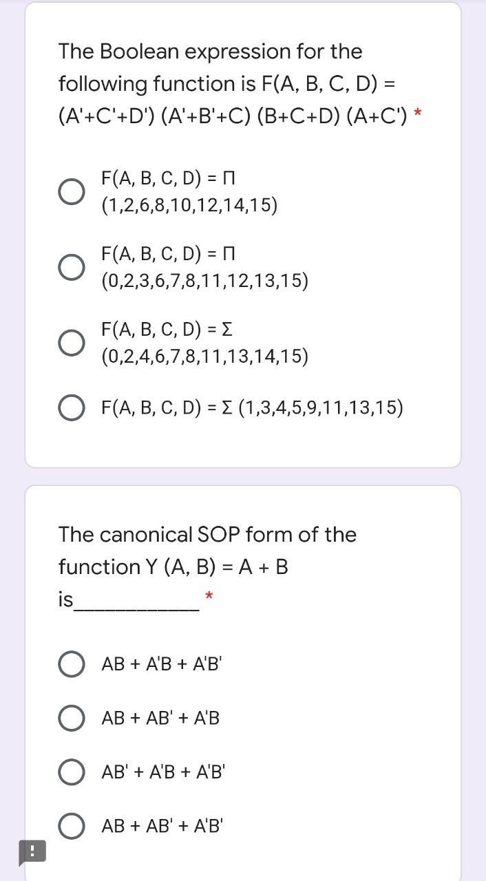 Solved The Boolean Expression For The Following Function Is | Chegg.com