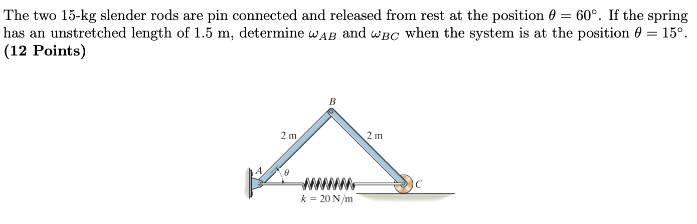 Solved The Two 15-kg Slender Rods Are Pin Connected And | Chegg.com