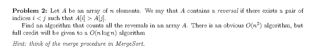 Solved Problem 2: Let A be an array of n elements. We say | Chegg.com
