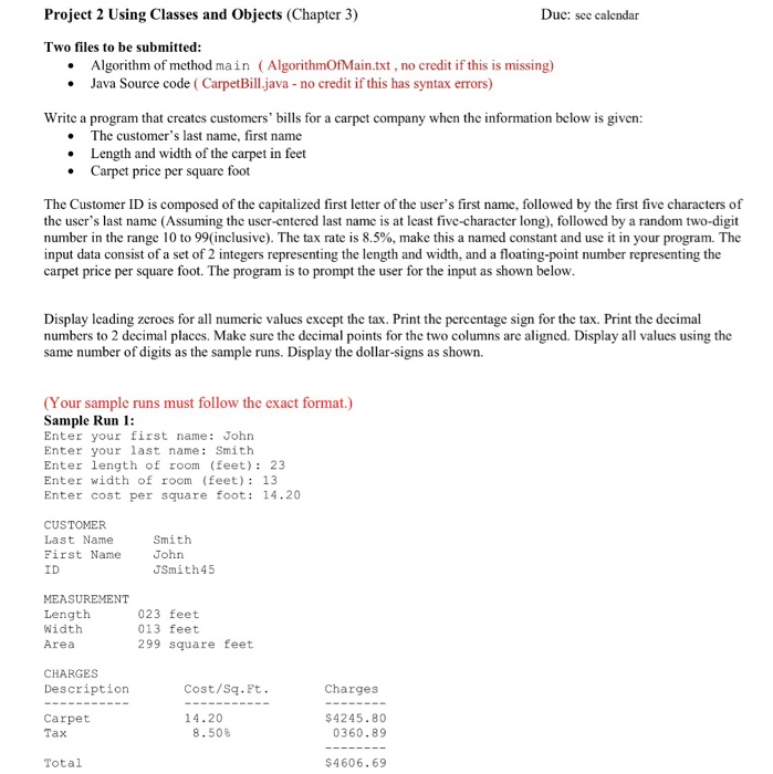 Solved Project 2 Using Classes and Objects (Chapter 3) Duc: | Chegg.com