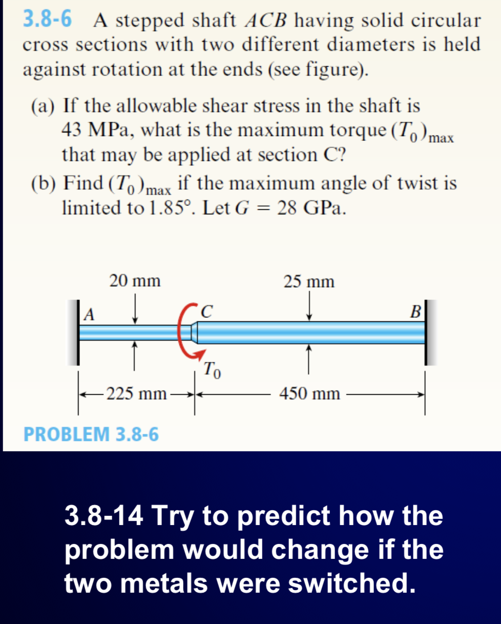 Solved 3.8-6 A Stepped Shaft ACB Having Solid Circular Cross | Chegg.com