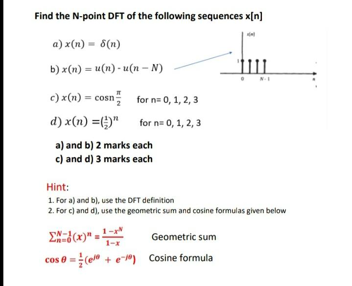 Solved Find the N-point DFT of the following sequences x[n] | Chegg.com