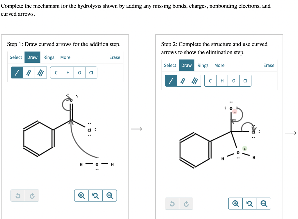 Solved Complete the mechanism for the hydrolysis shown by | Chegg.com