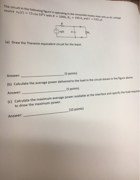 Solved The circuit in the following figure is operating in | Chegg.com