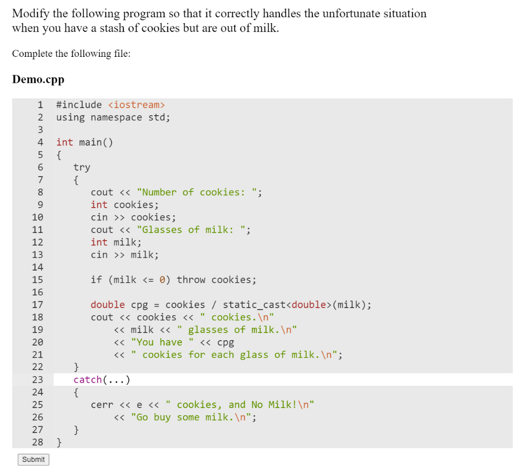 Solved Modify The Following Program So That It Correctly | Chegg.com