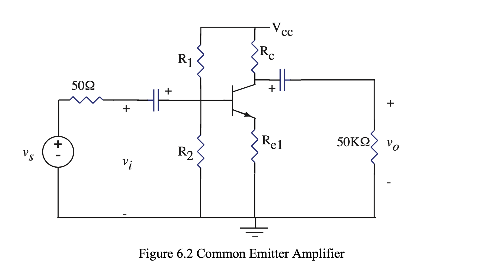 Figure \( 6.2 \) Common Emitter Amplifier