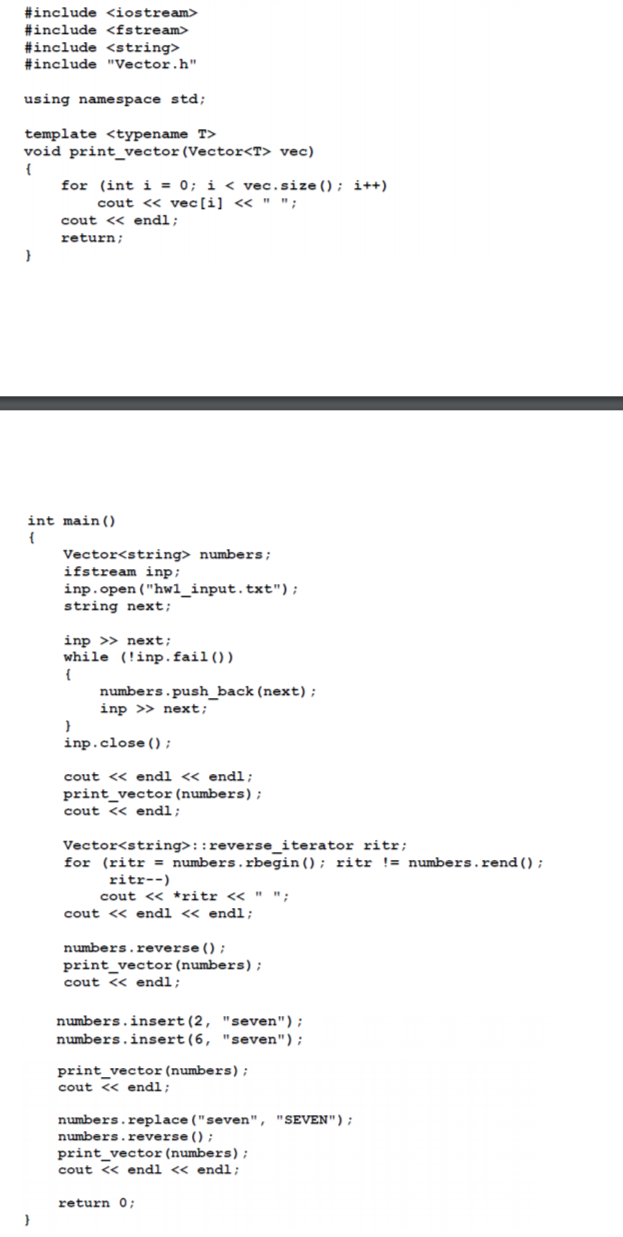 c++ Add the following class Vector in the Vector.h | Chegg.com