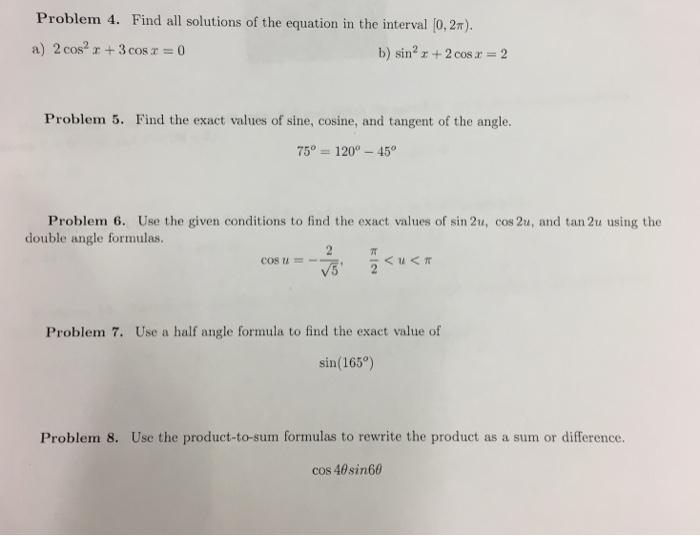 Solved Problem 4. Find all solutions of the equation in the | Chegg.com