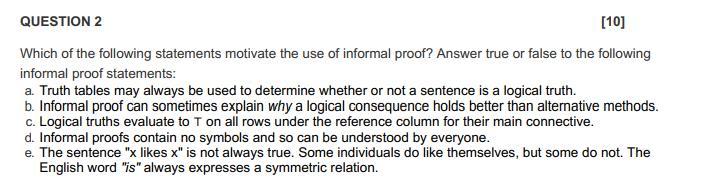 Solved QUESTION 2 [10] Which of the following statements | Chegg.com