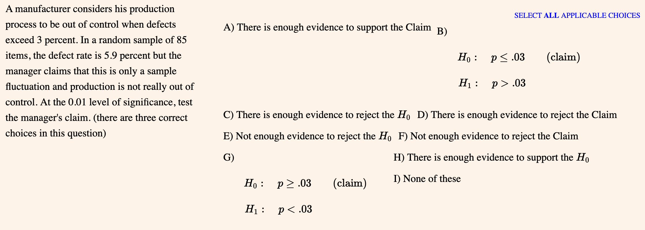 Solved 6 A B С D E F G H I SELECT ALL APPLICABLE CHOICES A) | Chegg.com
