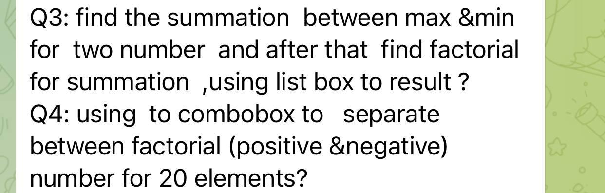 Solved Q3: find the summation between max &min for two | Chegg.com