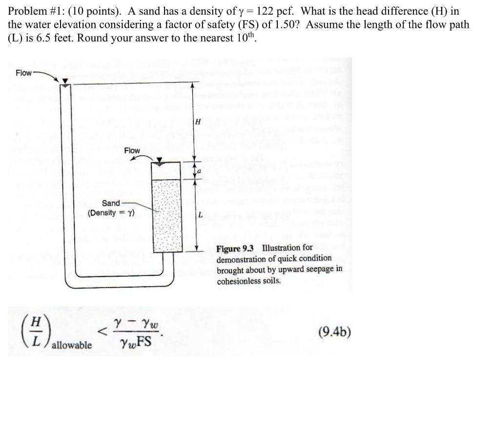 Solved Problem #1: (10 points). A sand has a density of y = | Chegg.com