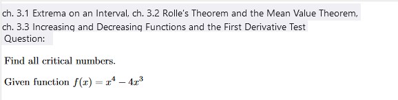 Solved ch. 3.1 Extrema on an Interval, ch. 3.2 Rolle's | Chegg.com