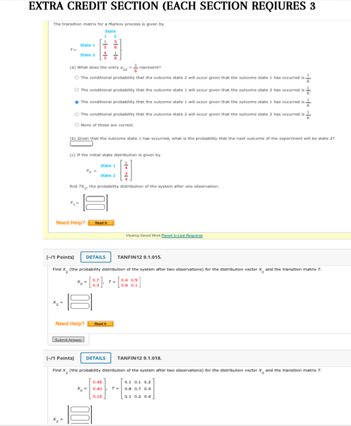 Solved Hi please help the ALL 3 PARTS of my extra | Chegg.com