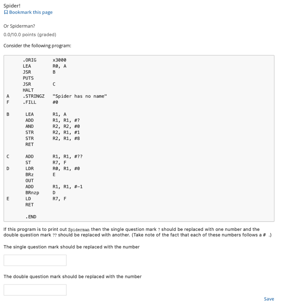 Spider! Bookmark this page Or Spiderman? 0.0/10.0 | Chegg.com