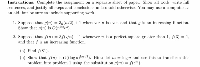 Solved Instructions: Complete the assignment on a separate | Chegg.com