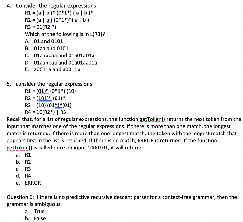 Solved 4. Consider The Regular Expressions R1 = (a | B)* | Chegg.com